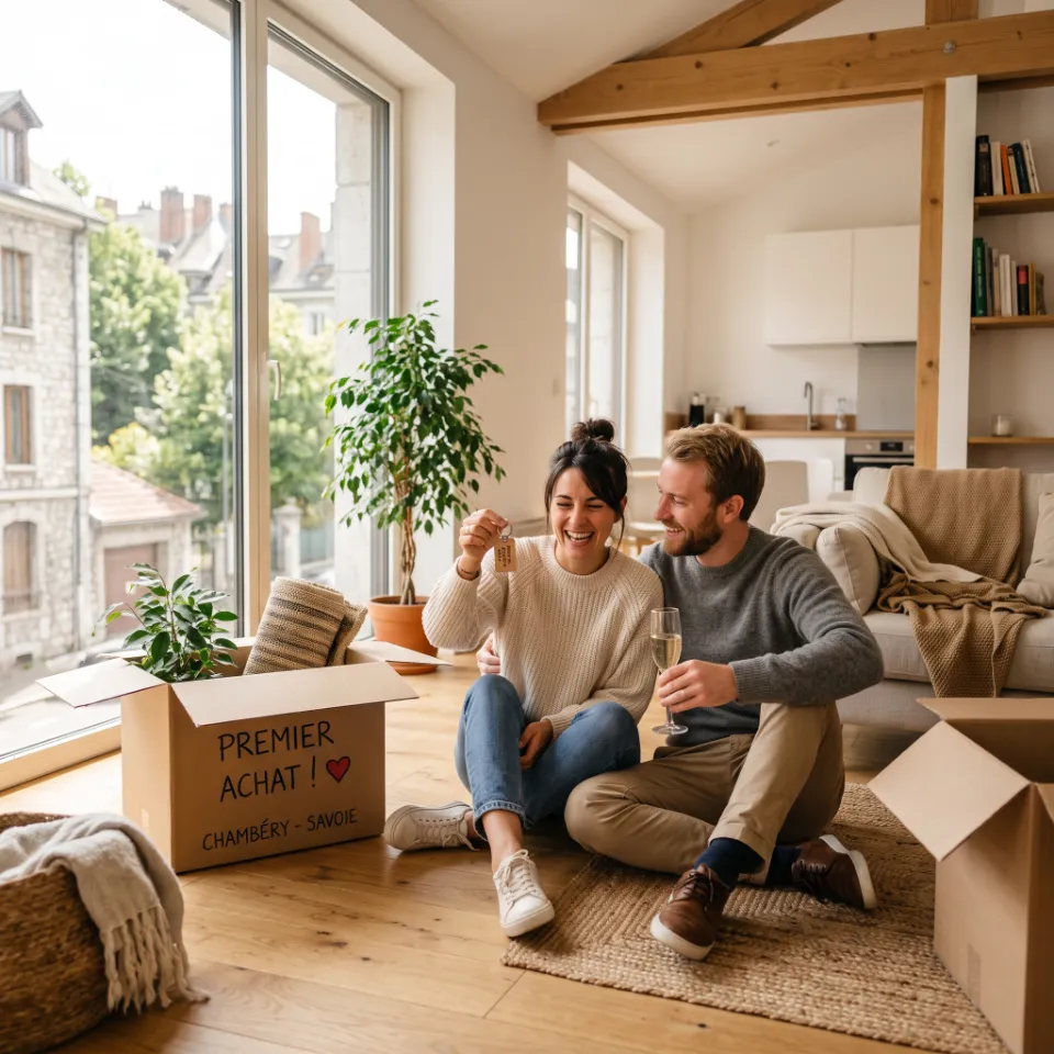Jeune couple lors de son premier achat immobilier